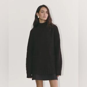 Everlane Women's Oversized Black Wool Mock Neck Long Sleeve Pullover Sweater XL